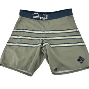 Salty Crew Board Shorts Mens Size 32 Khaki Striped Essential Swim Trunks